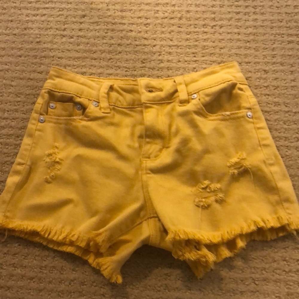 jean shorts yellow
